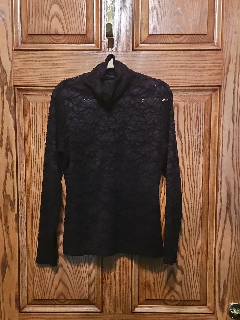 White House Black Market Black Lace Turtleneck Sweater